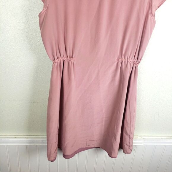 Women's Fossil Fanned Button Lilac Mauve Short Elegant Silk Dress Size Small - Picture 4 of 12